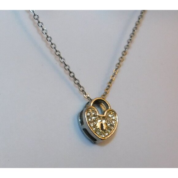 Elegant Dainty Rhinestone Heart Lock Necklace - Picture 3 of 4